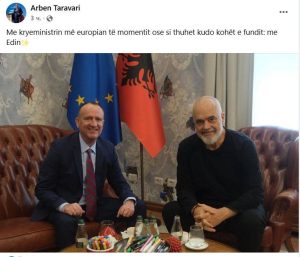 Таравари во Тирана се сретна со премиерот на Албанија Еди Рама