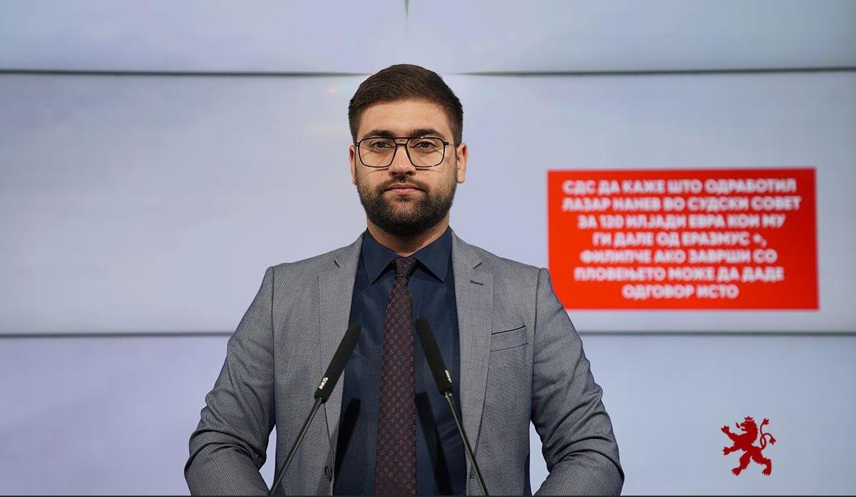 Манасиевски: СДС да каже што одработил Лазар Нанев во Судски совет за 120 илјади евра